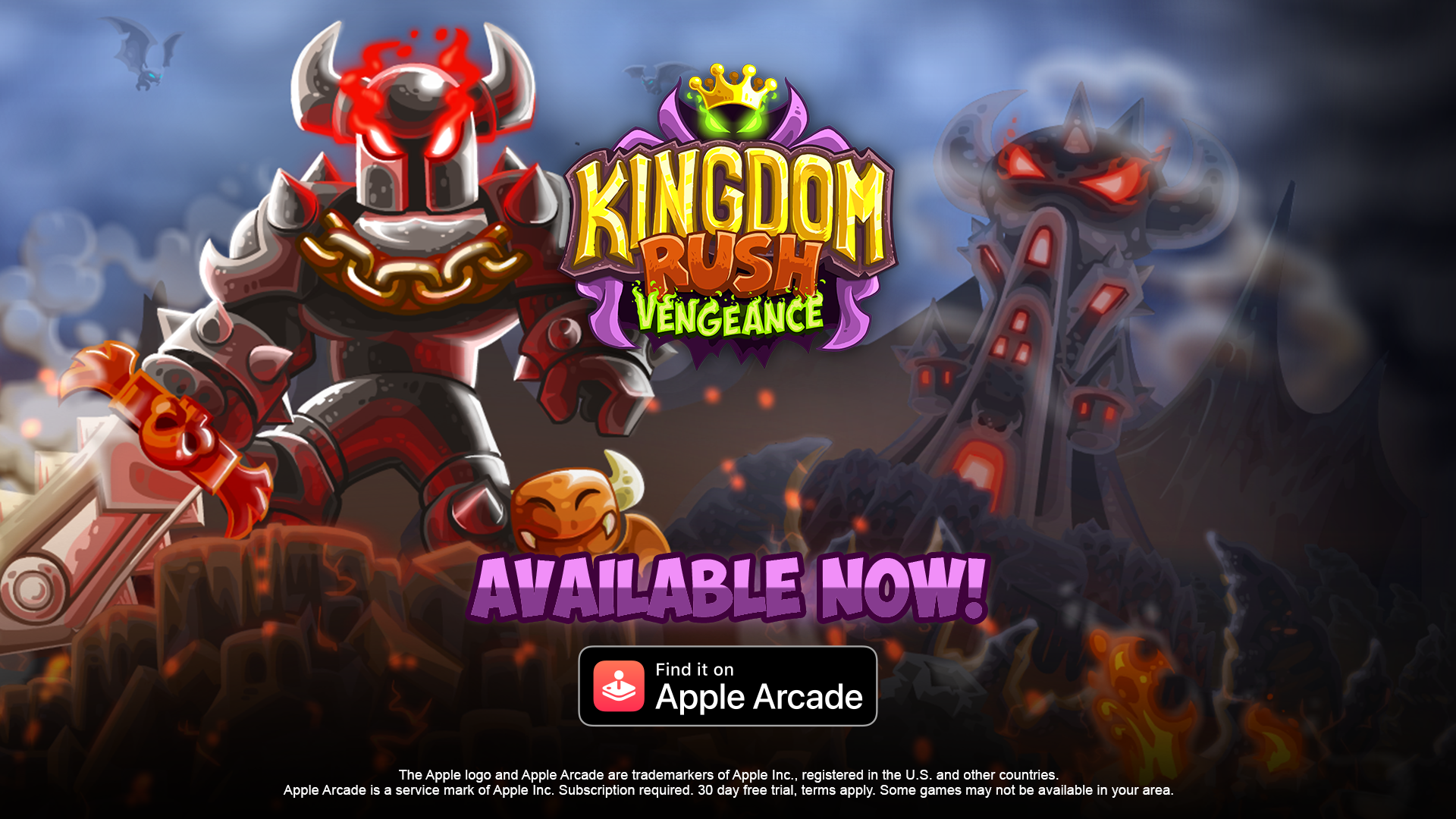 Ironhide Game Studio - KINGDOM RUSH VENGEANCE is now available on  #APPLEARCADE! It's time to fulfill the Dark Lord's sweet, sweet revenge 😈  Play Kingdom Rush Vengeance on #AppleArcade now: 🔥